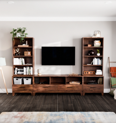 Modern Walnut TV Console Table